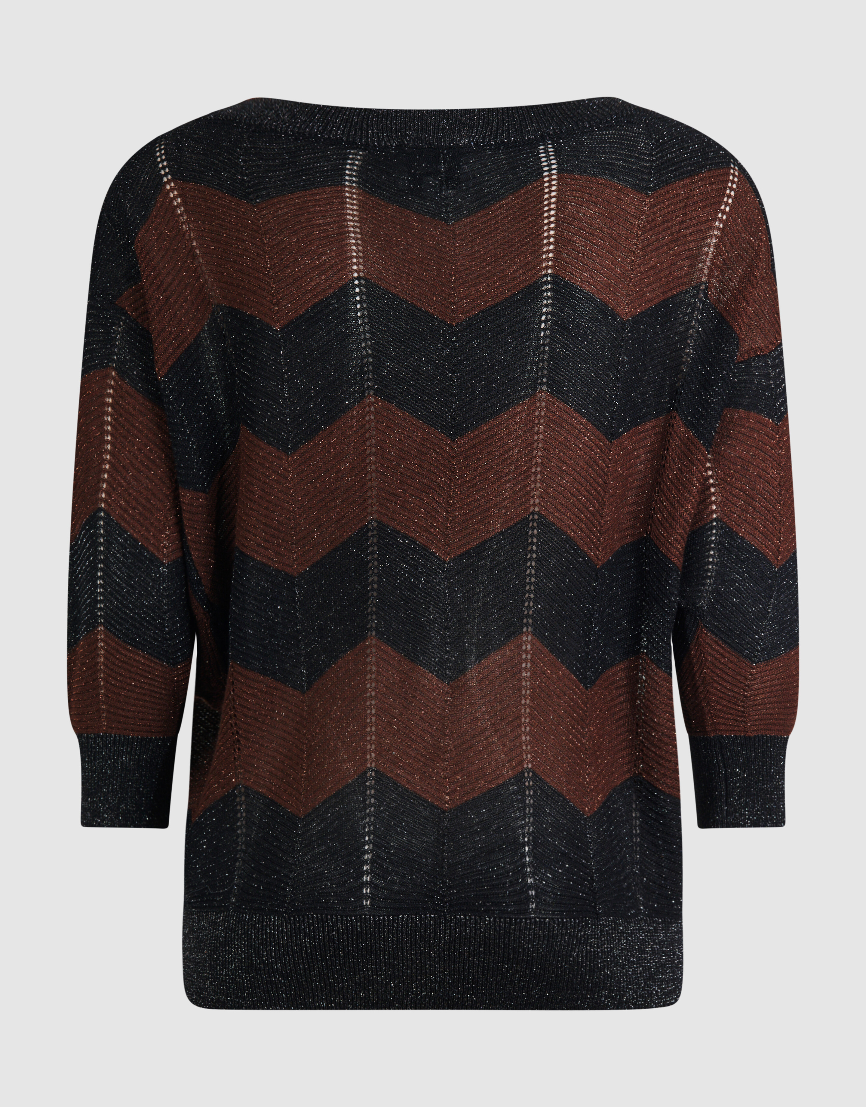 Glitzerstreifen-Fledermauspullover Braun/Schwarz SHOEBY WOMEN