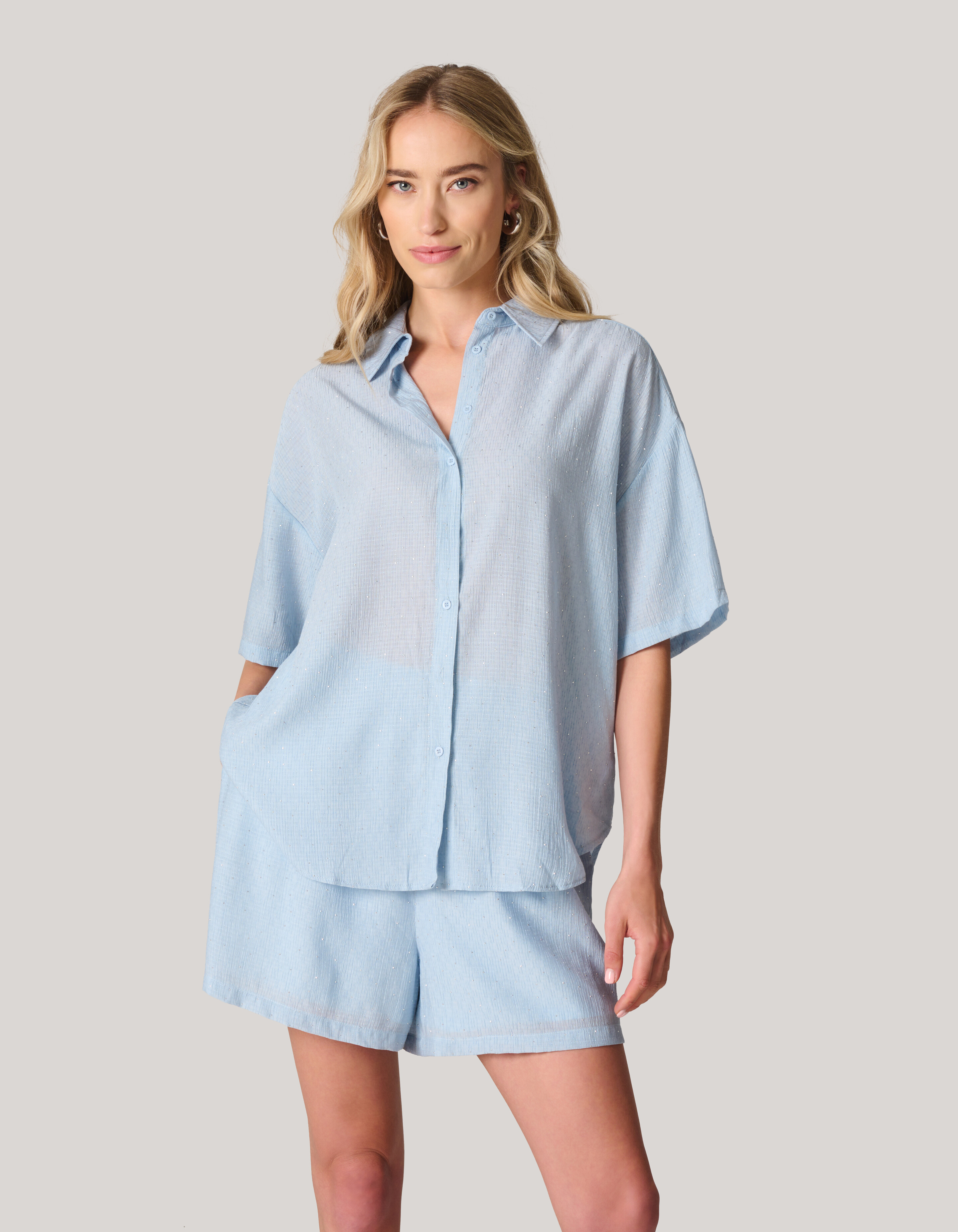 Strassbluse Hellblau SHOEBY WOMEN