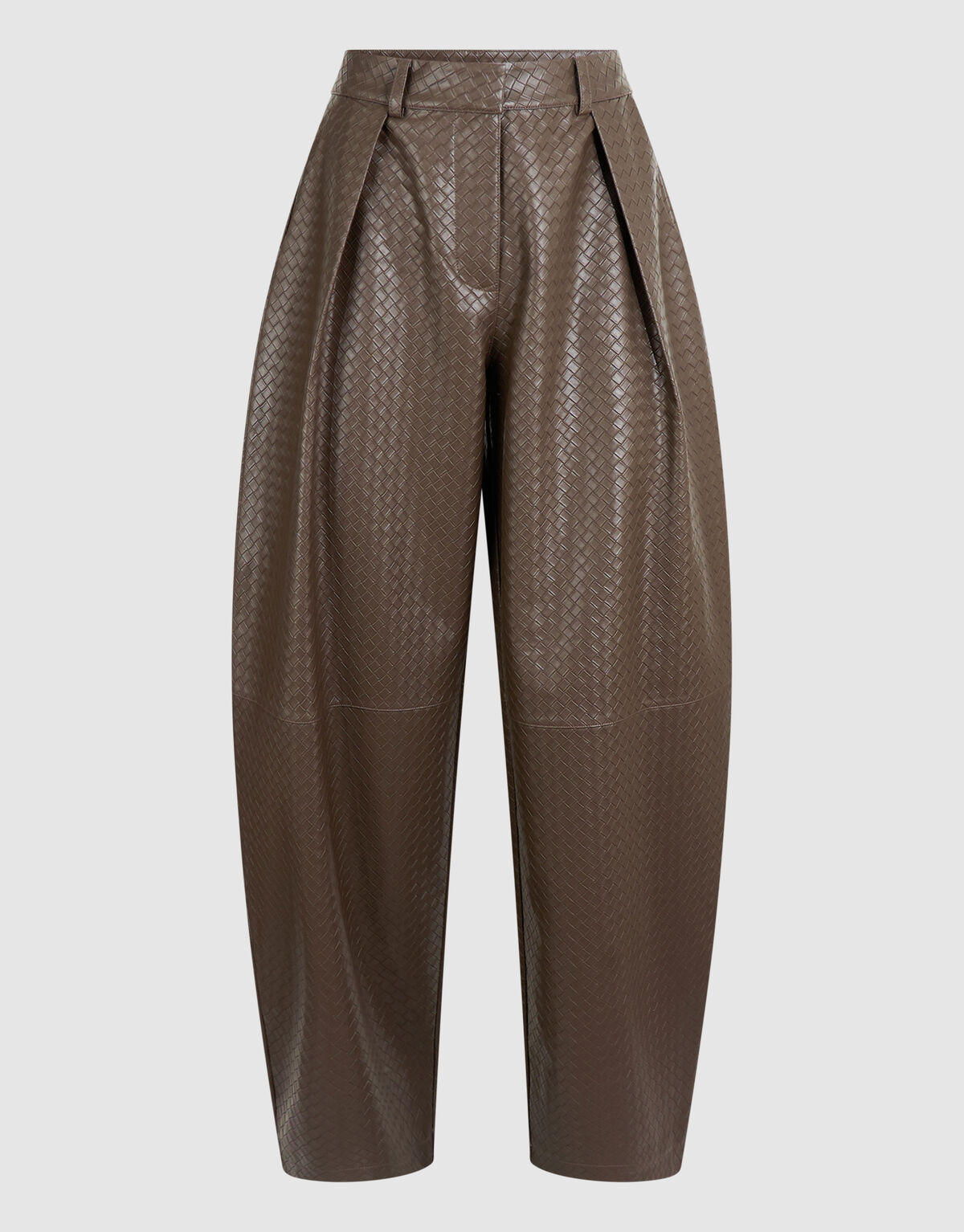Braune Hose aus veganem Leder mit Flechtmuster SHOEBY WOMEN