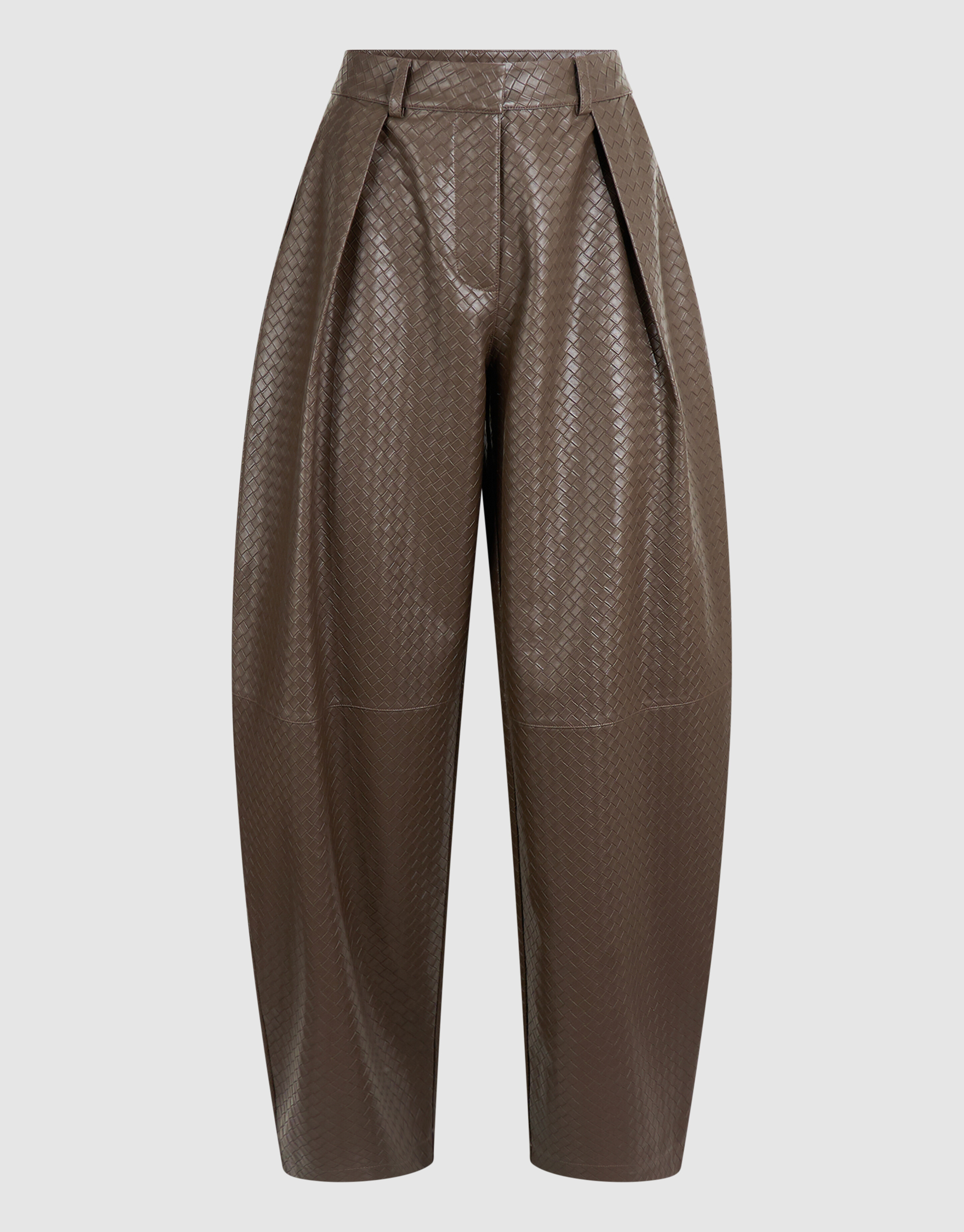 Braune Hose aus veganem Leder mit Flechtmuster SHOEBY WOMEN