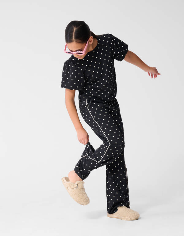 Schwarze Hose mit Polka-Dots und weitem Bein SHOEBY GIRLS
