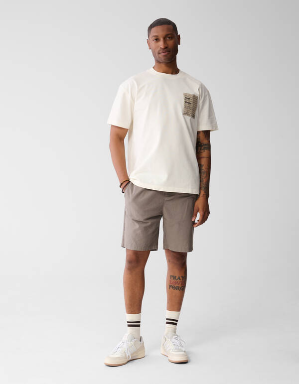 Gen&auml;htes Kunstwerk T-shirt Gebroken Wit SHOEBY MEN