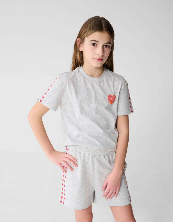 Heart Artwork T-Shirt Hellgrau SHOEBY GIRLS