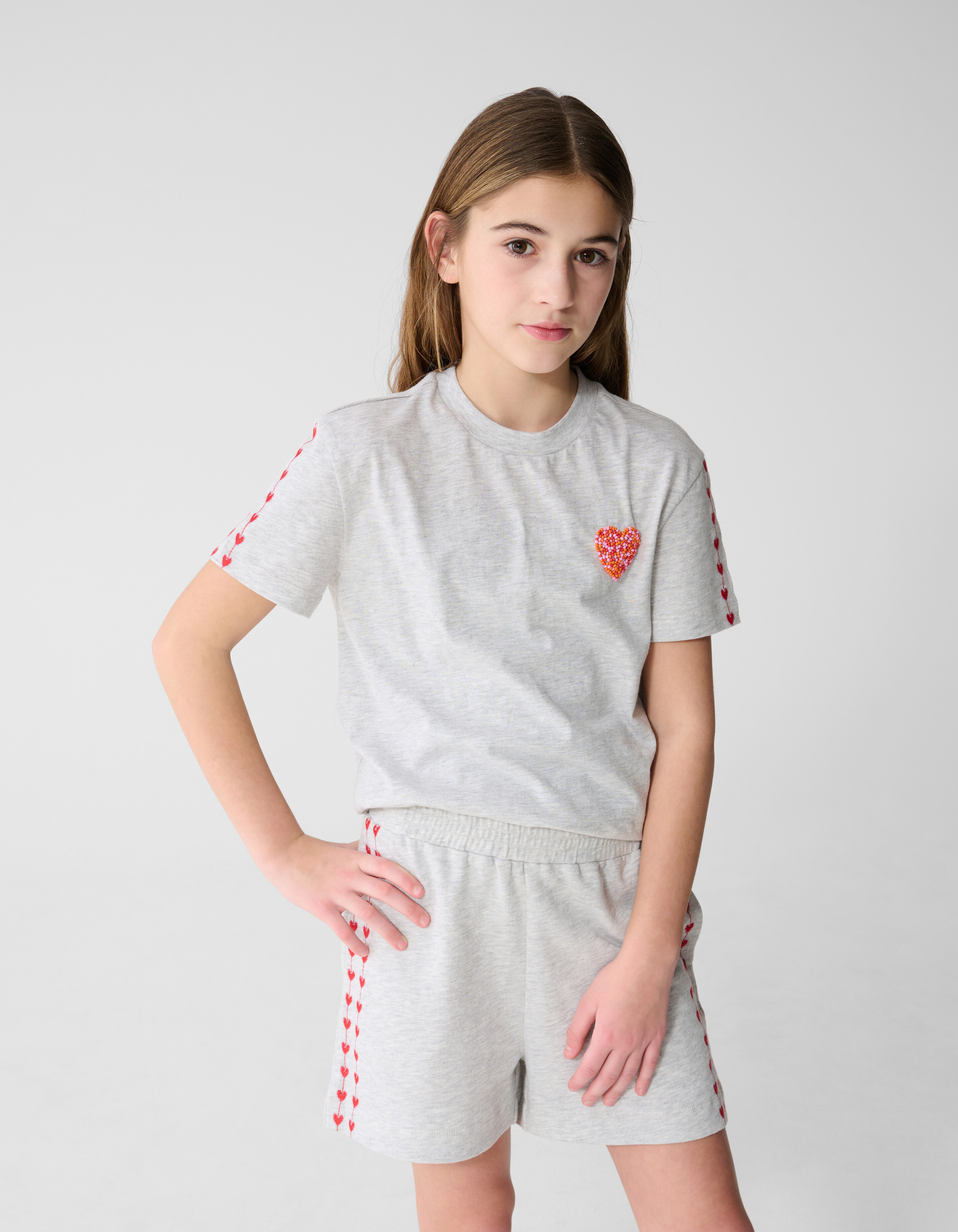 Heart Artwork T-Shirt Hellgrau SHOEBY GIRLS