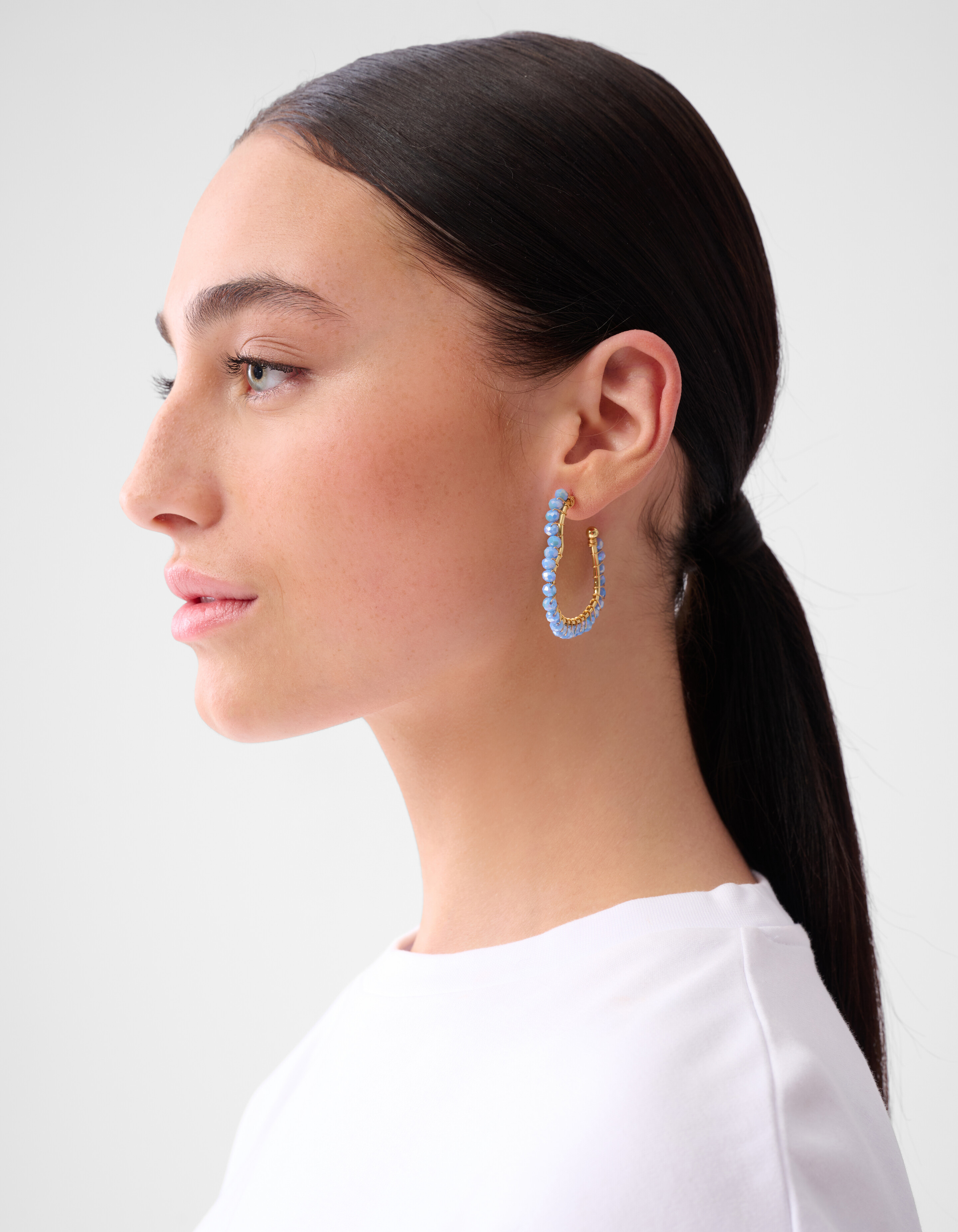 Perlenohrringe Herz Blau SHOEBY ACCESSOIRES