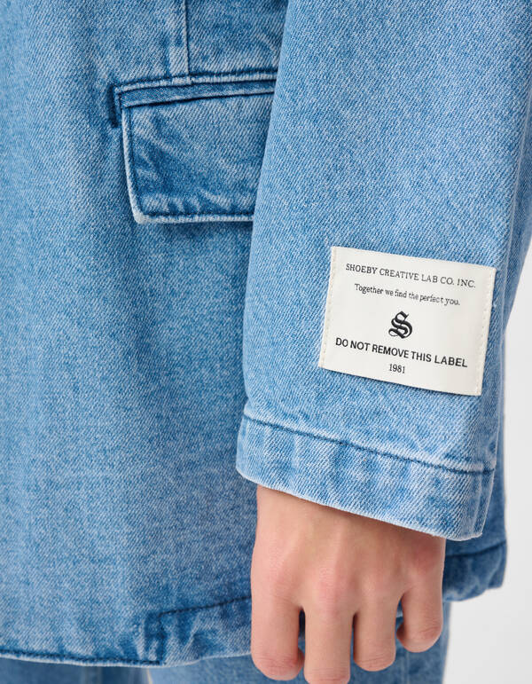 &Uuml;bergro&szlig;er Denim-Blazer Mediumstone SHOEBY WOMEN