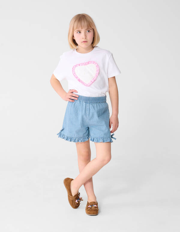 Ruffle Heart T-Shirt Wei&szlig; SHOEBY GIRLS