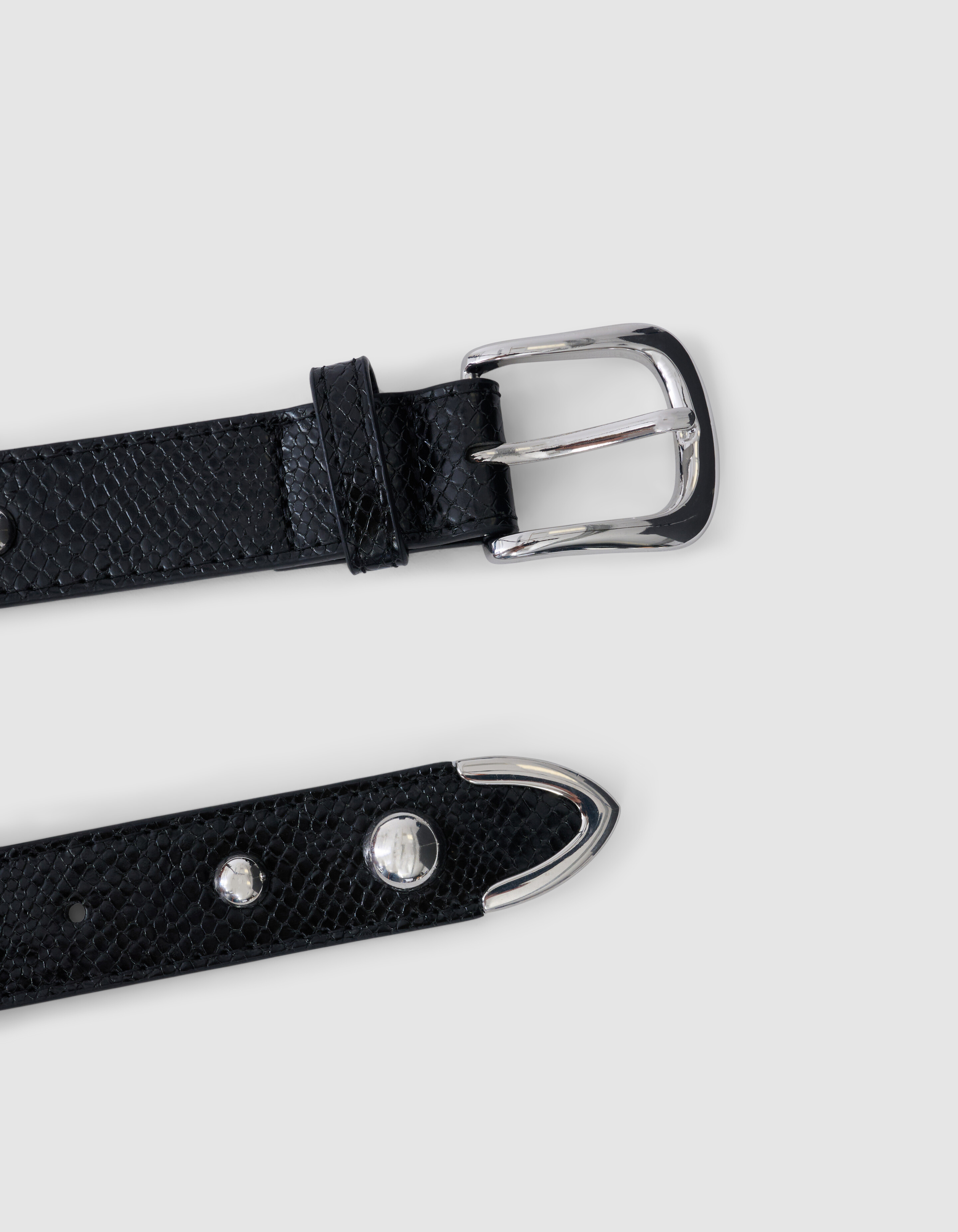 Kroko-Gürtel mit Nieten in Schwarz SHOEBY ACCESSOIRES