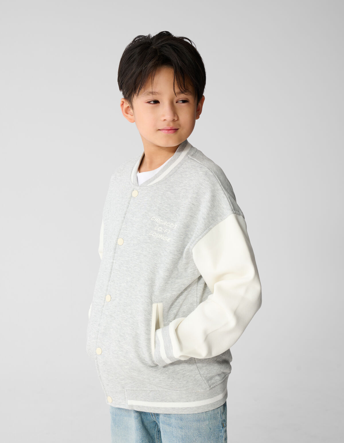 Varsity Bomber Sweatjacke Hellgrau SHOEBY BOYS