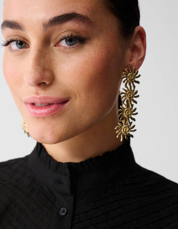 Pintuck-R&uuml;schen-Top Schwarz SHOEBY WOMEN