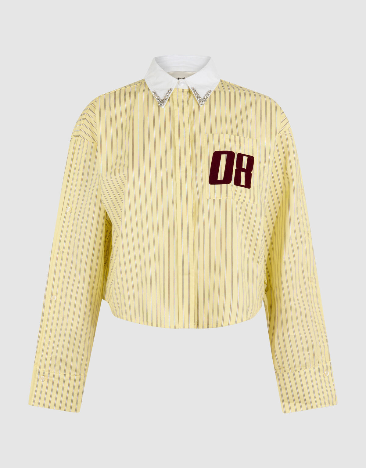 Kurz geschnittene Bluse mit Strasskragen, Hellgelb SHOEBY WOMEN