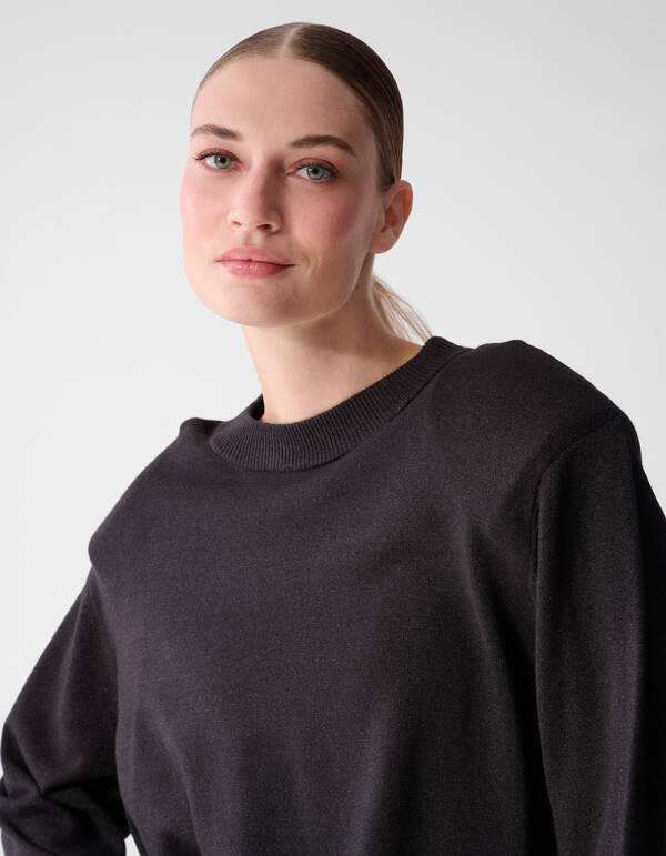 Shoulderpadded Strickpullover Dunkelgrau SHOEBY WOMEN