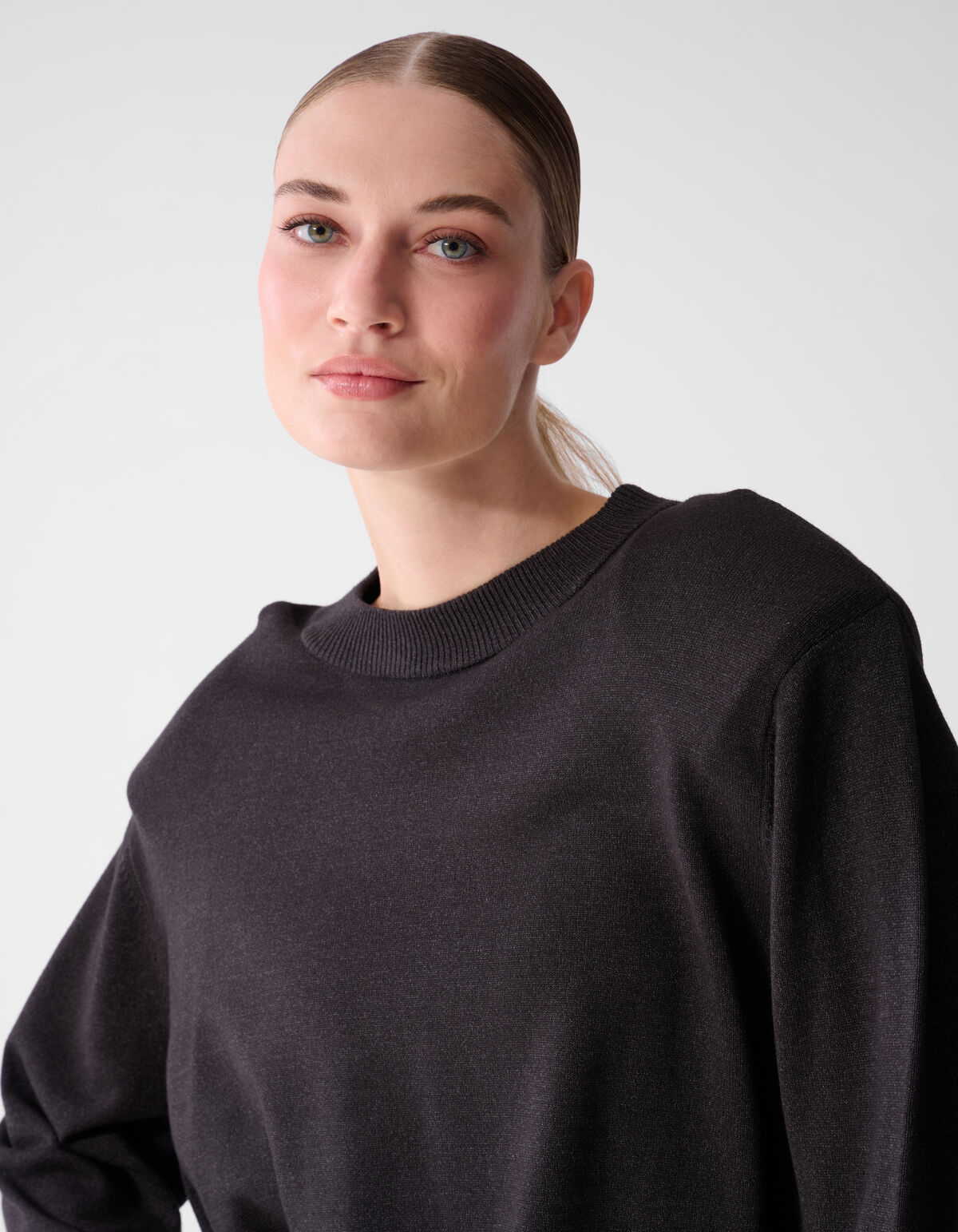 Shoulderpadded Strickpullover Dunkelgrau SHOEBY WOMEN