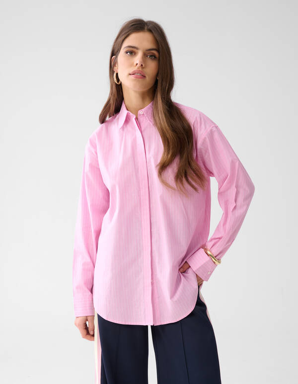 Gestreifte Popeline-Bluse Rosa SHOEBY WOMEN