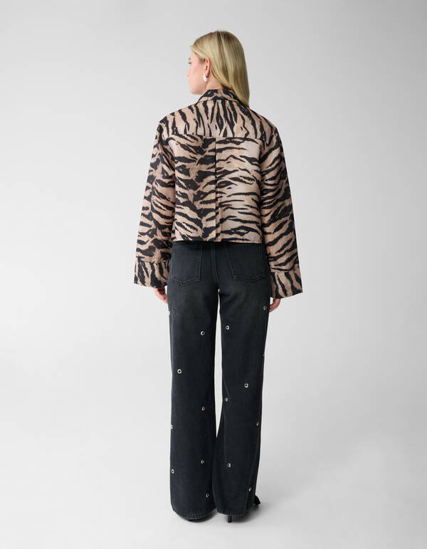 Cropped Tiger Bluse Braun SHOEBY WOMEN