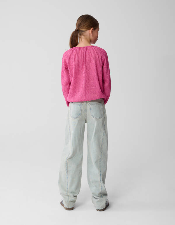 Wavy Struktur Longsleeve Top Rosa SHOEBY GIRLS