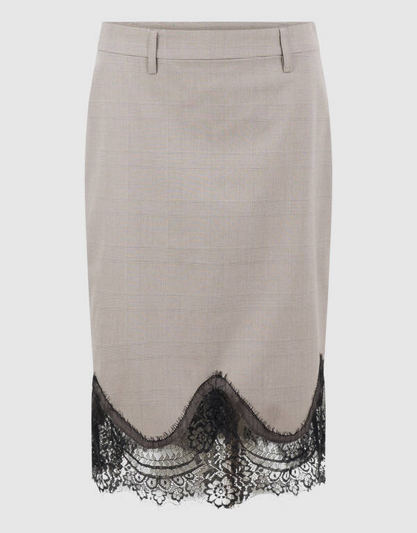 Kanten Rauten Midi Rock Hellgrau SHOEBY WOMEN