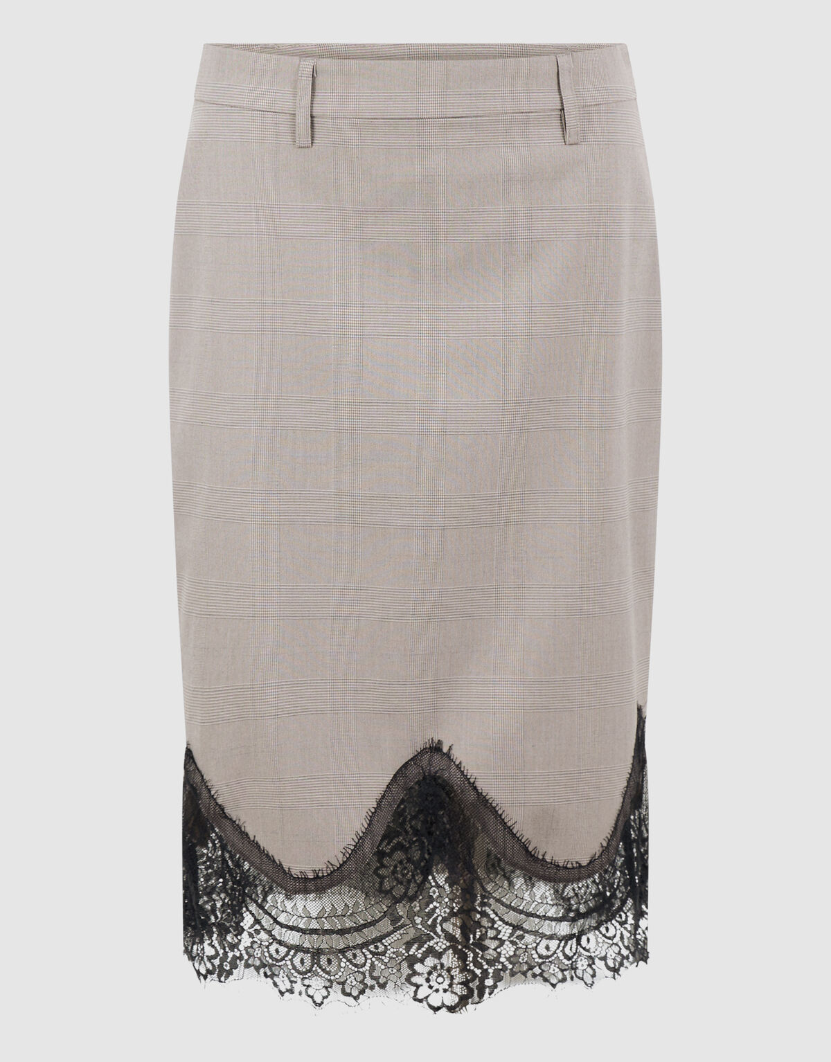 Kanten Rauten Midi Rock Hellgrau SHOEBY WOMEN