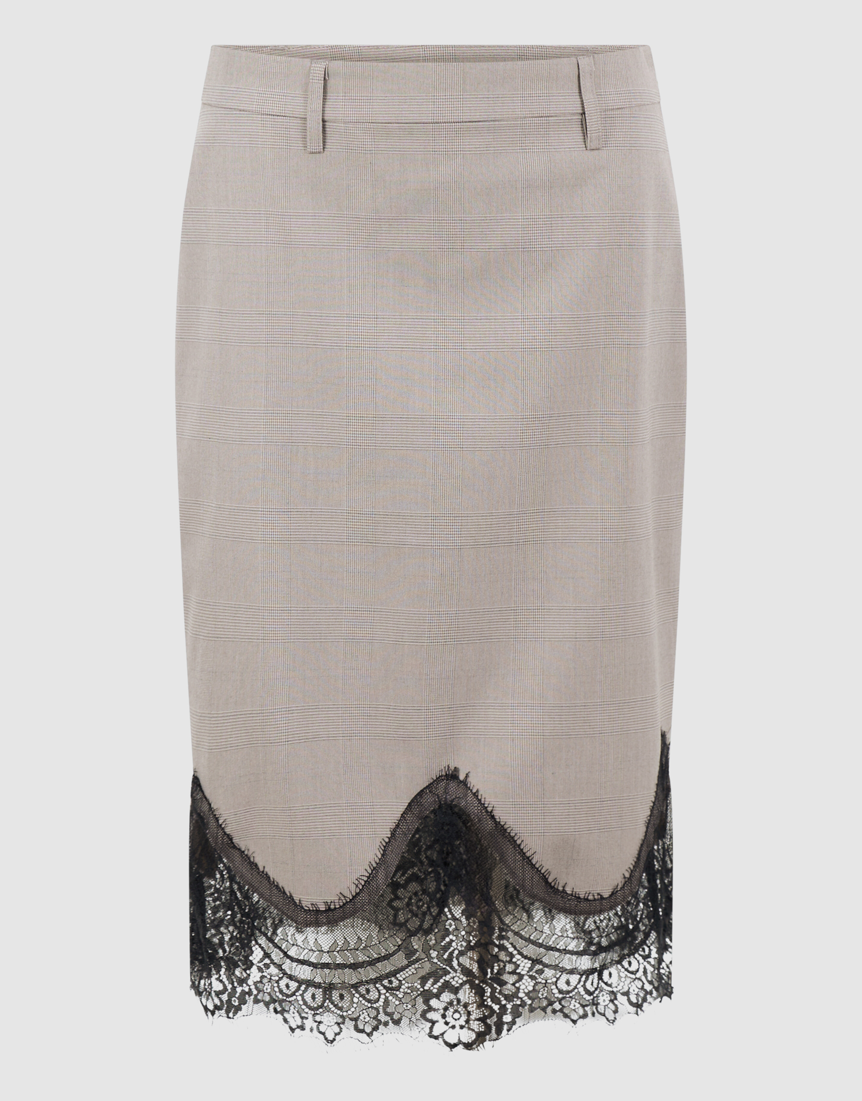 Kanten Rauten Midi Rock Hellgrau SHOEBY WOMEN