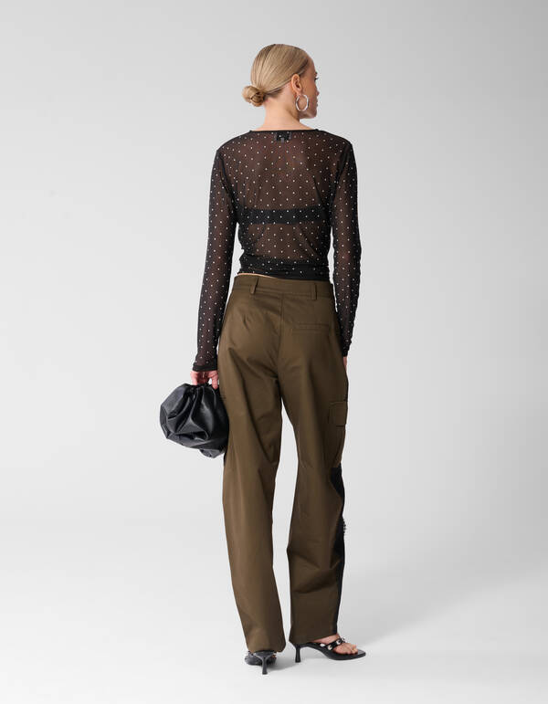 Studded Mesh Top Zwart SHOEBY WOMEN