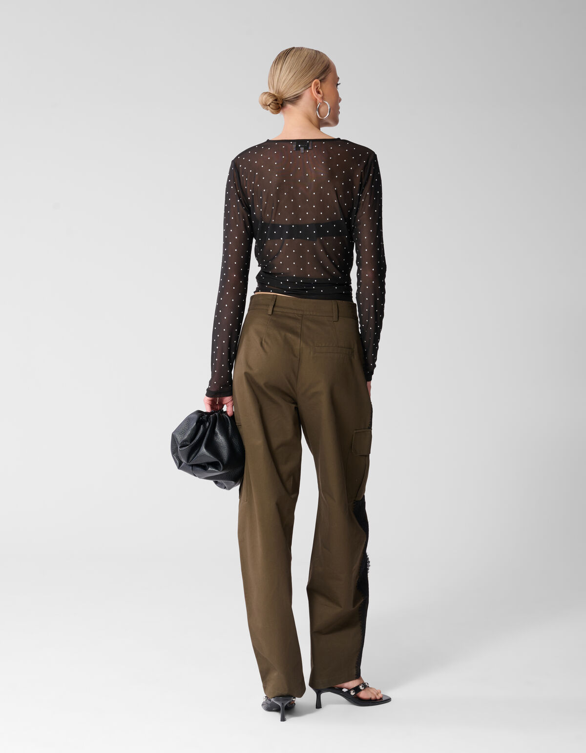 Studded Mesh Top Zwart SHOEBY WOMEN