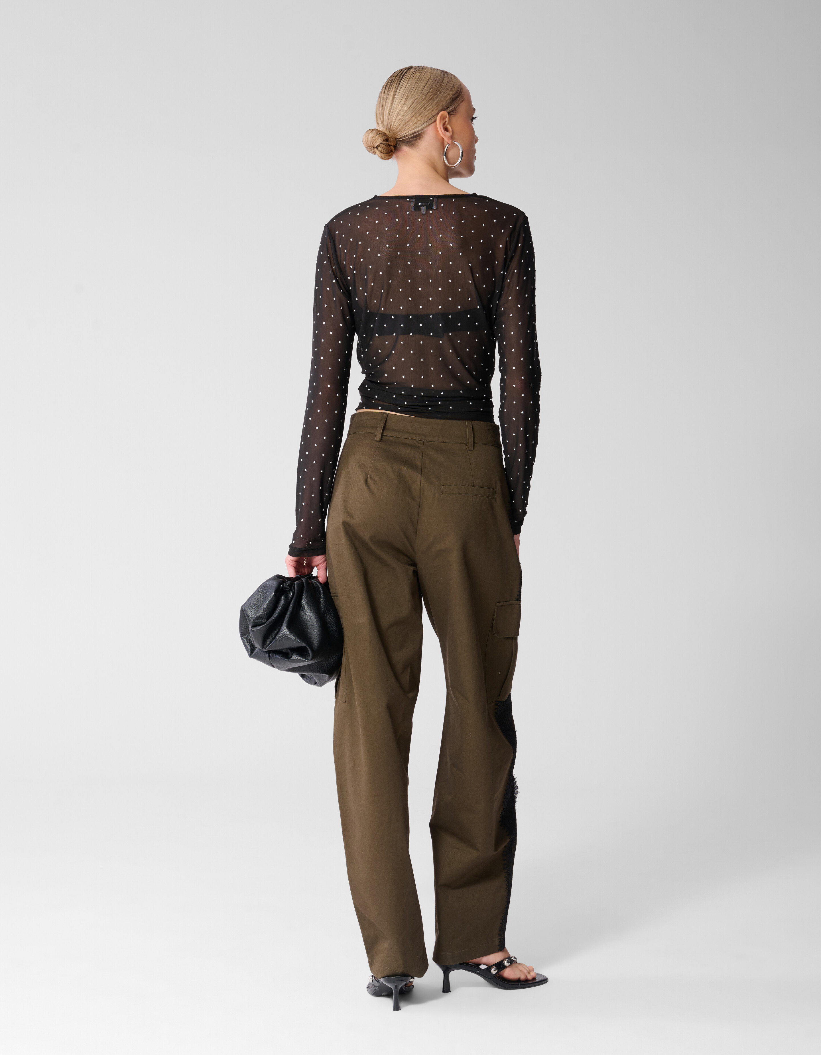 Studded Mesh Top Zwart SHOEBY WOMEN