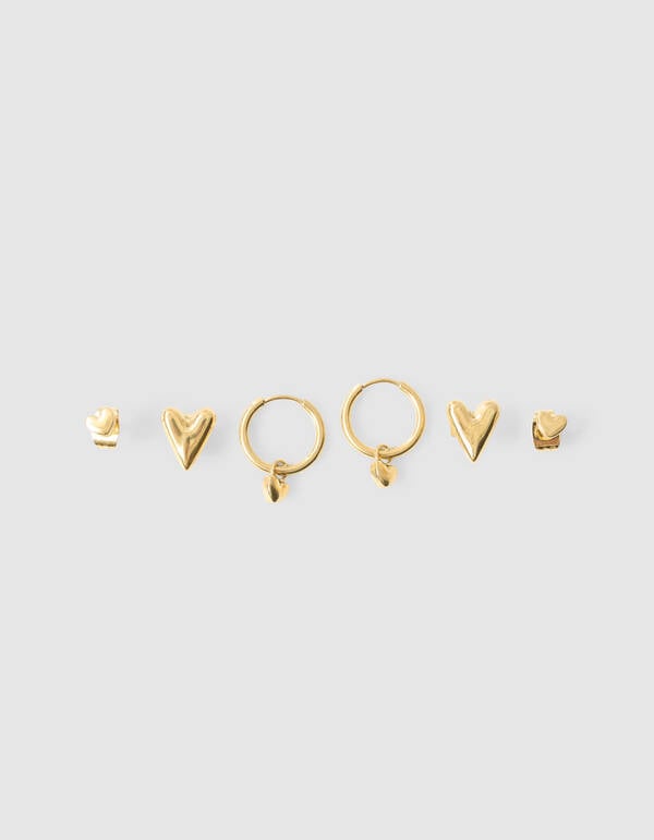Herz Ohrringe Set Gold SHOEBY ACCESSOIRES
