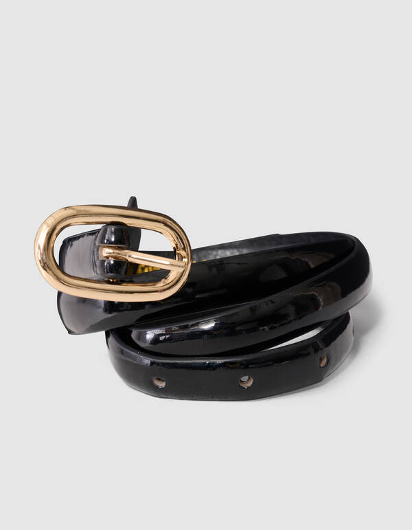 Schmale G&uuml;rtel Schwarz/Gold SHOEBY ACCESSOIRES