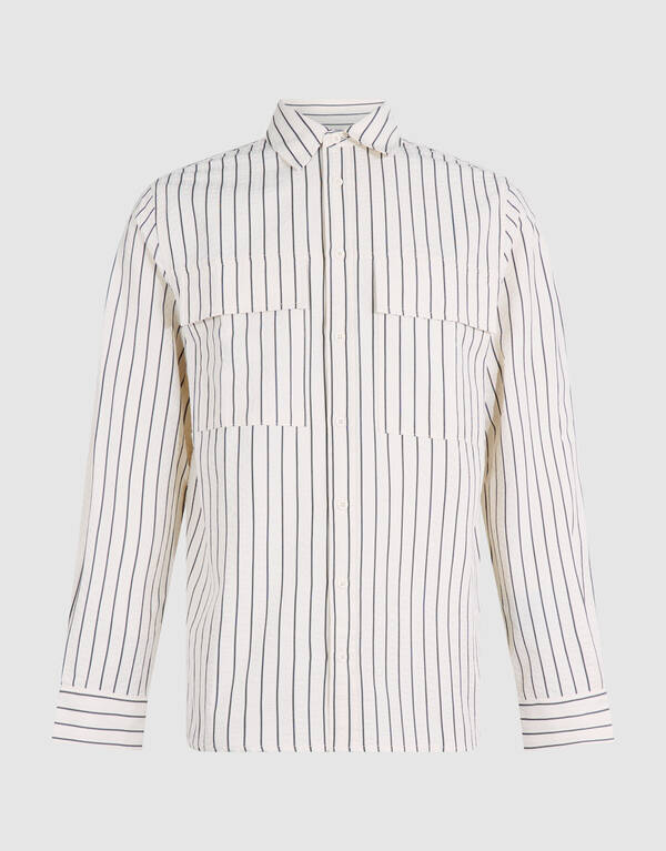 Seersucker-Nadelstreifen-Overshirt Off-White SHOEBY MEN