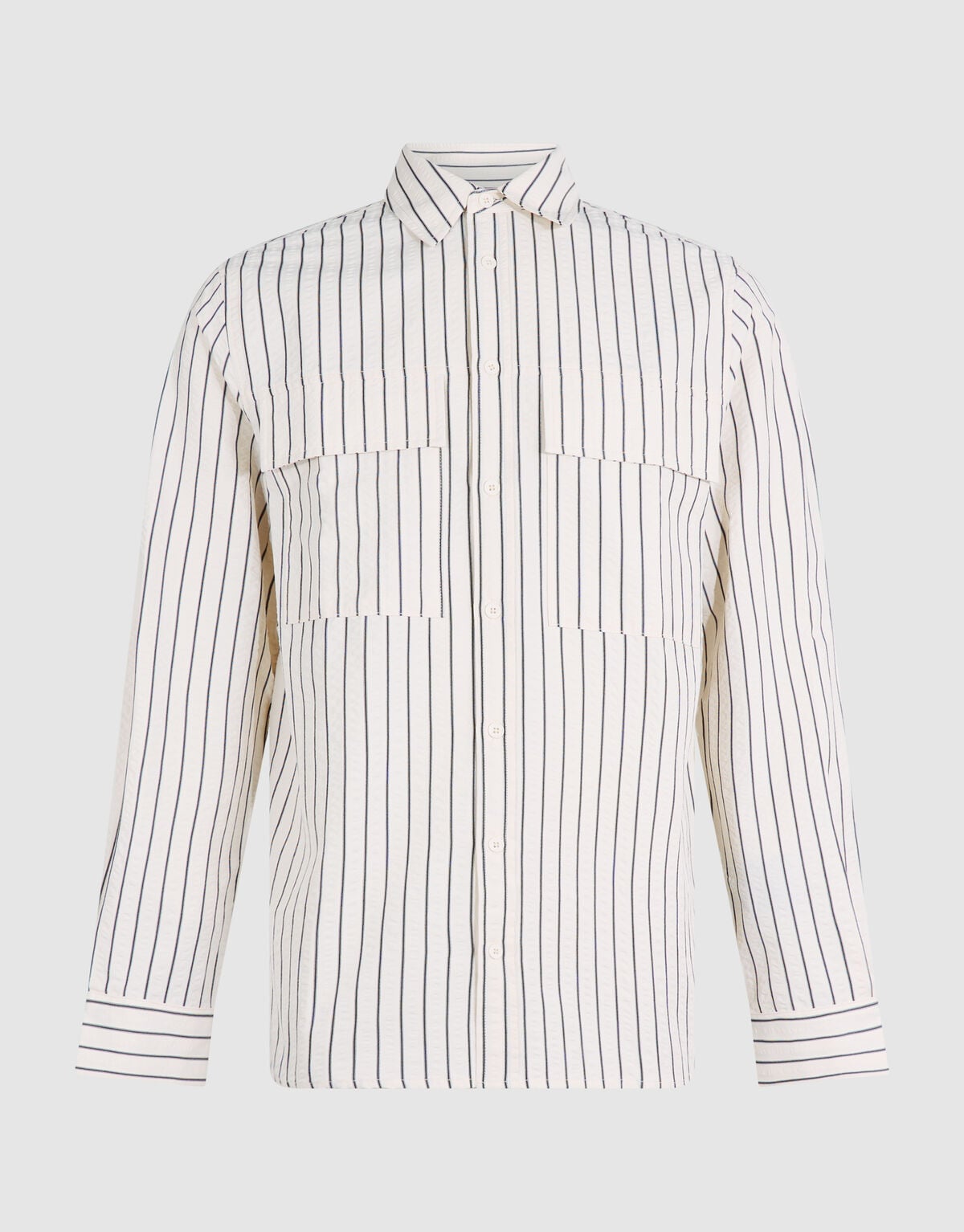 Seersucker-Nadelstreifen-Overshirt Off-White SHOEBY MEN