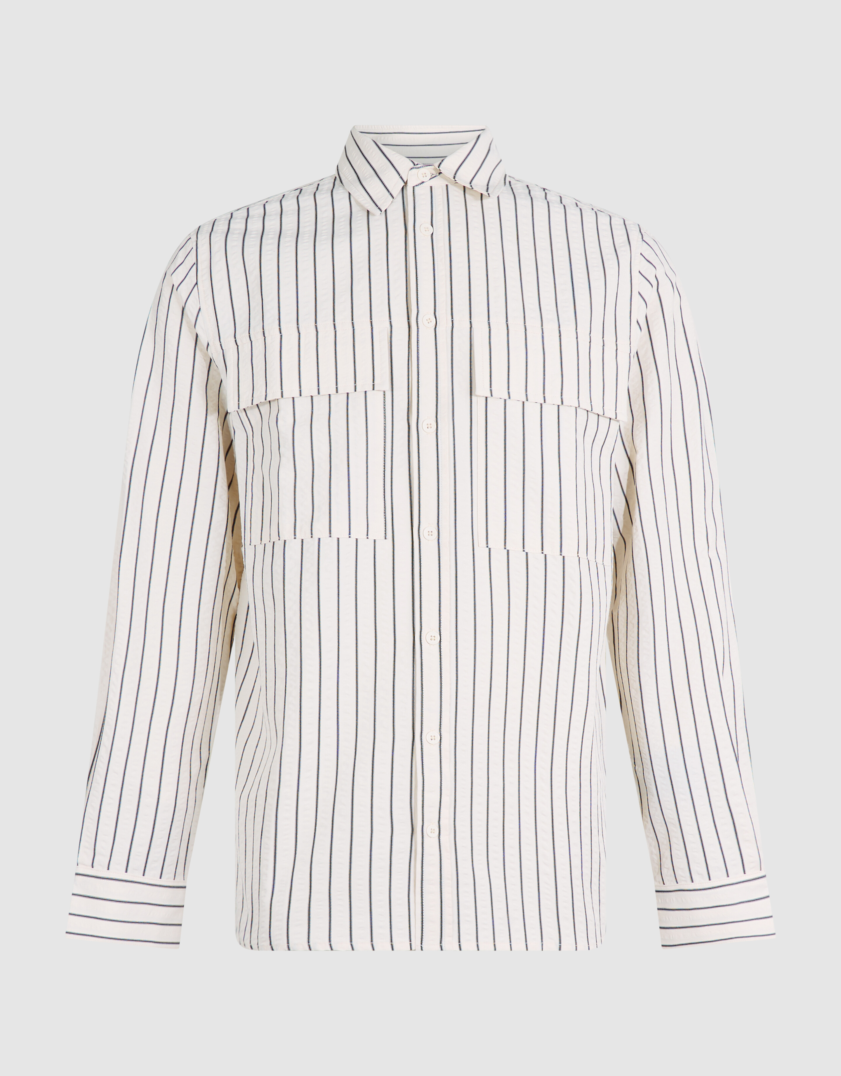 Seersucker-Nadelstreifen-Overshirt Off-White SHOEBY MEN