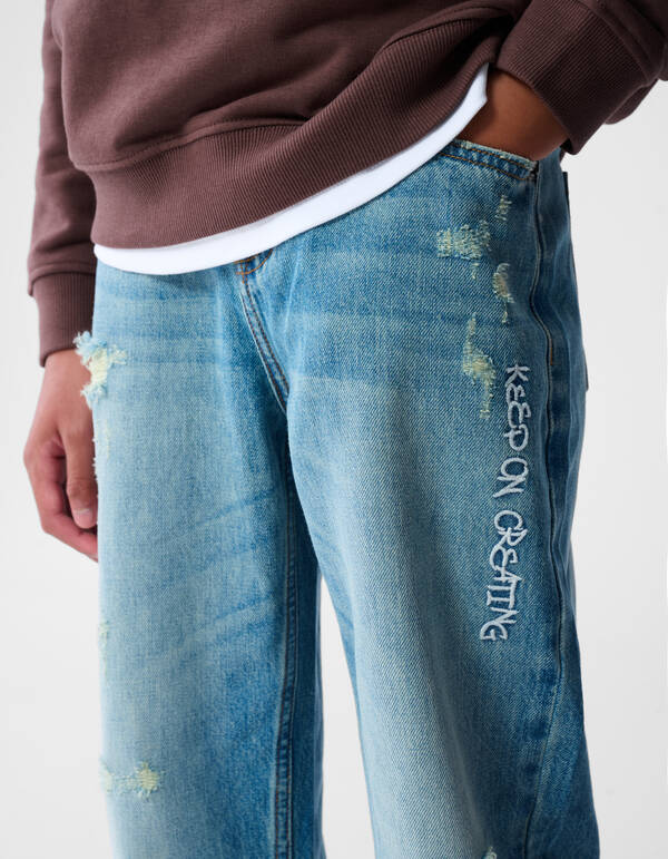 Text Relaxed Fit Jeans Mediumstone SHOEBY BOYS