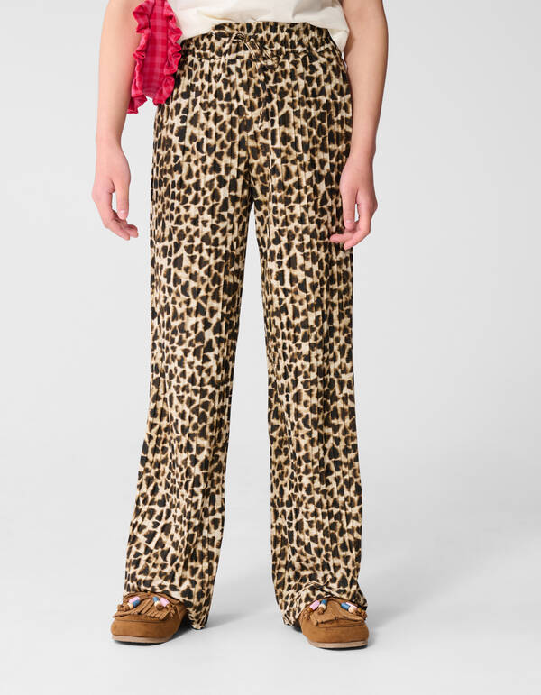 Pliss&eacute; Leopard Hose Hellbraun SHOEBY GIRLS