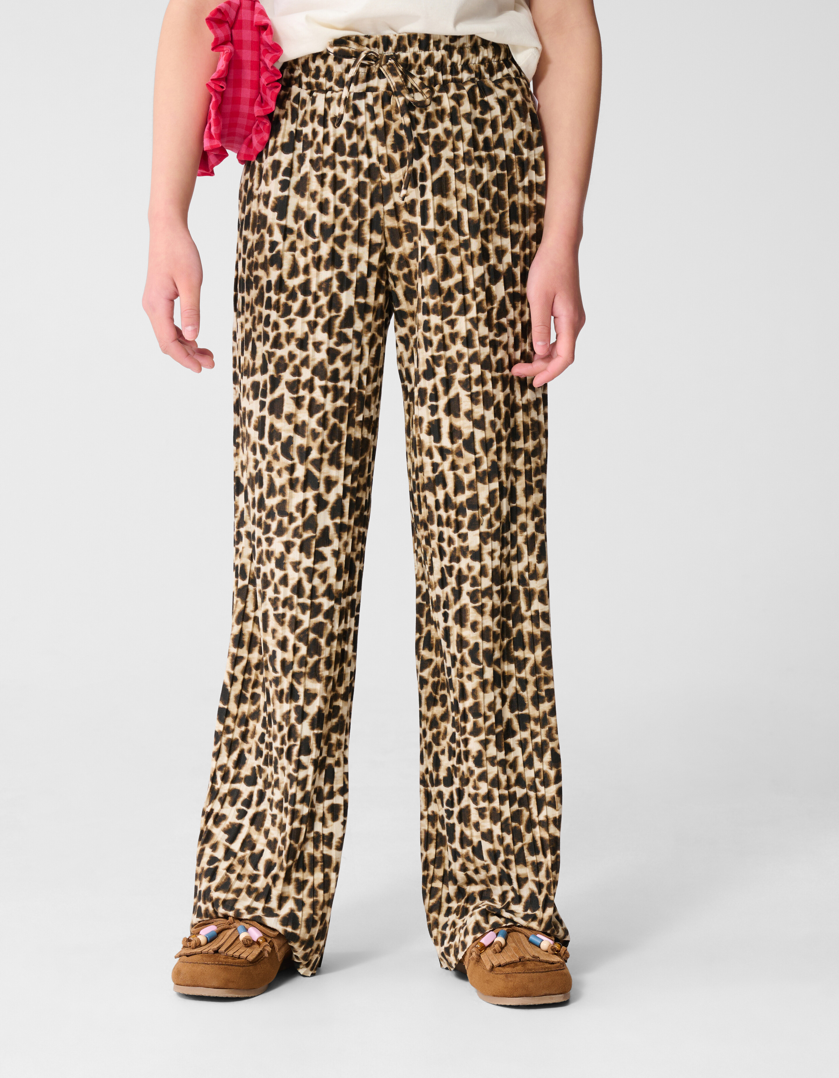 Pliss&eacute; Leopard Hose Hellbraun SHOEBY GIRLS
