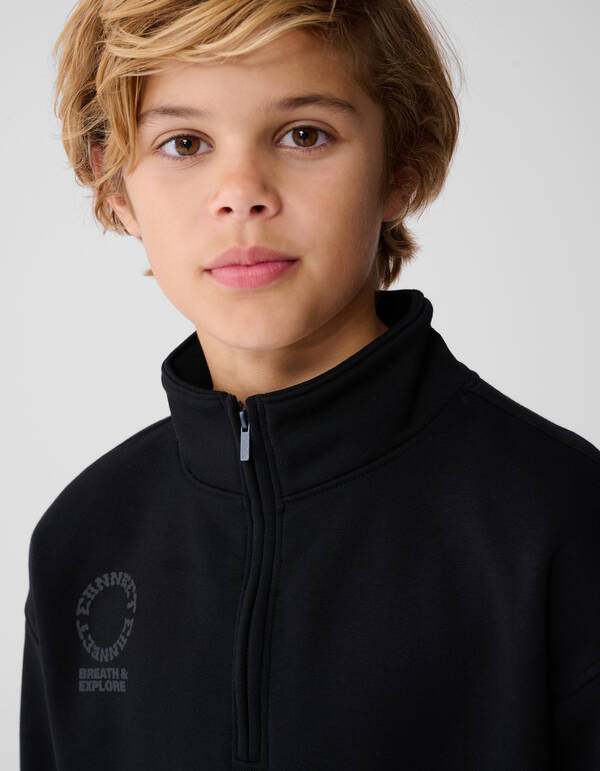 Schwarzer Pullover mit halbem Rei&szlig;verschluss SHOEBY BOYS