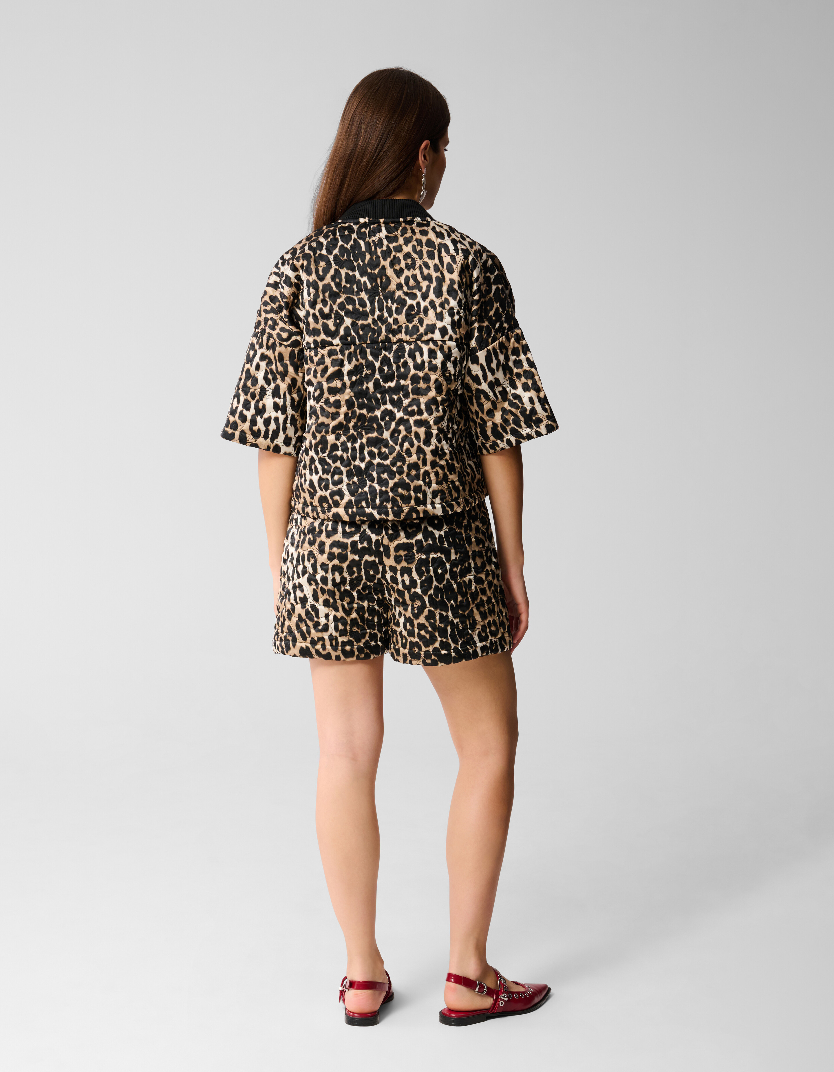 Kurzärmeliger Leopardenbomber Braun SHOEBY WOMEN