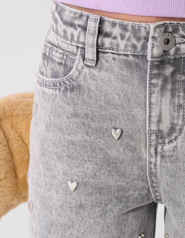 Weit geschnittene Jeans mit Nieten, grau SHOEBY GIRLS