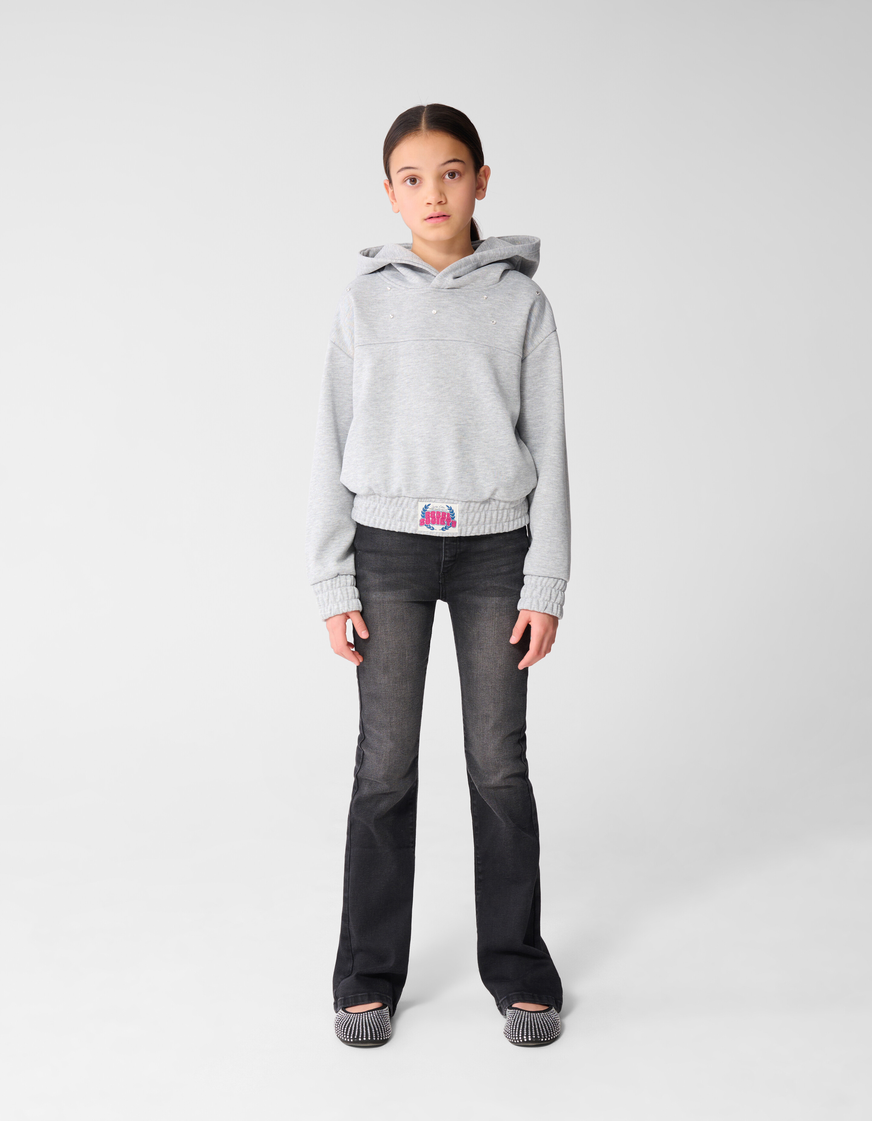 Flared Denim Jeans Schwarz SHOEBY GIRLS