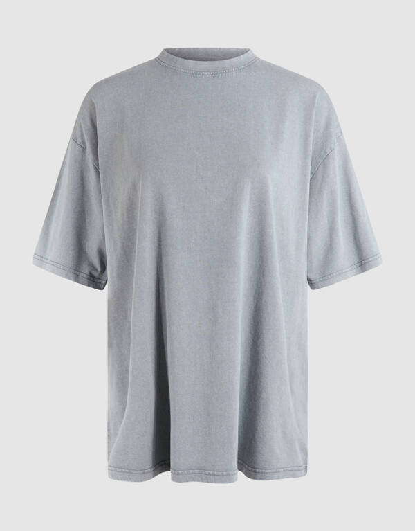 &Uuml;bergro&szlig;es gewaschenes T-shirt Hellgrau SHOEBY WOMEN
