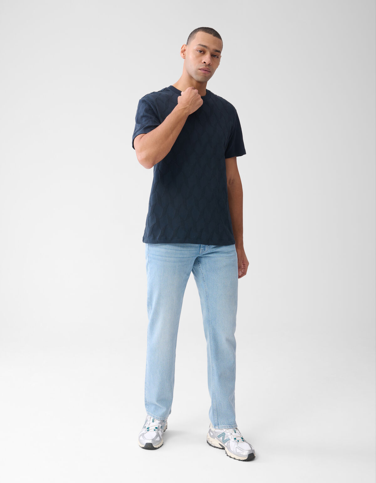 Structuur T-shirt Donkerblauw SHOEBY MEN