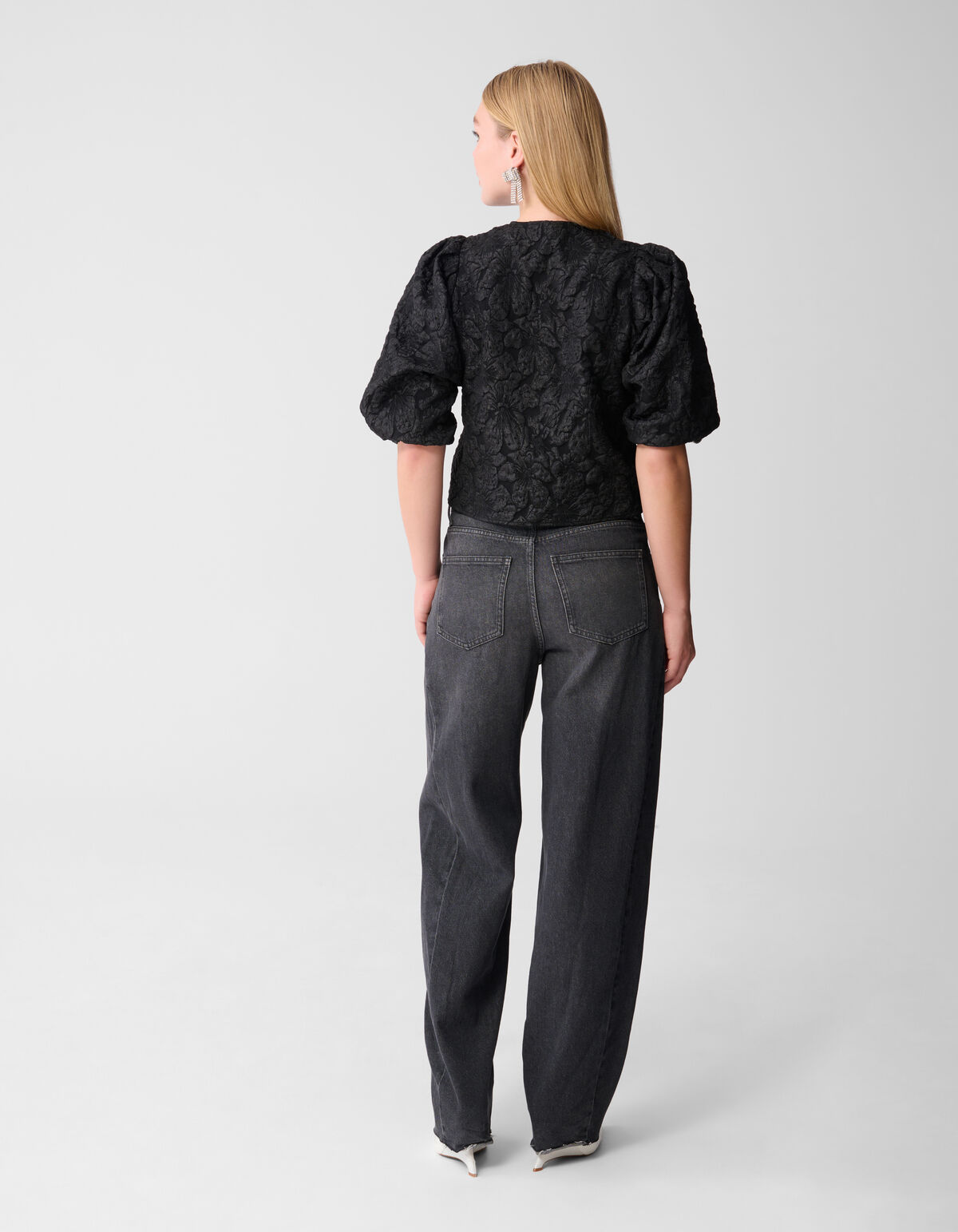 Puff-Jacquard-Bluse Schwarz SHOEBY WOMEN