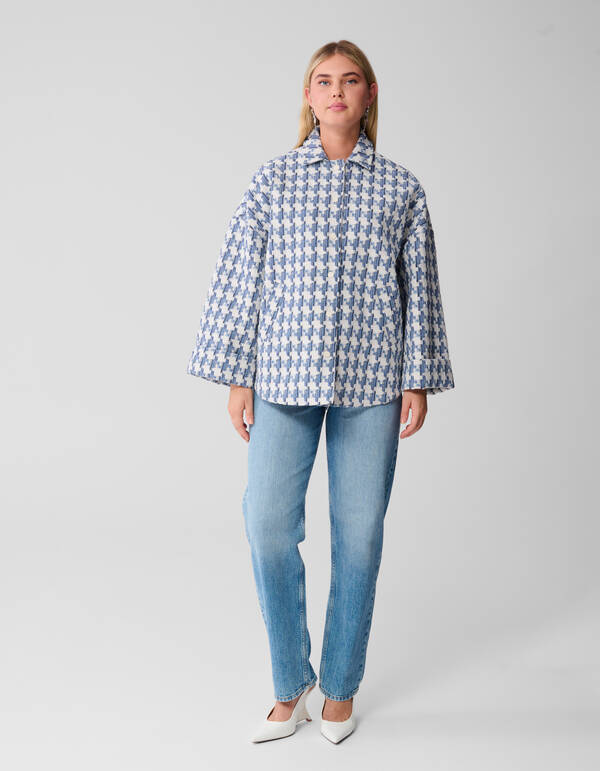 Jacquard Ruitenmuster Jacke Blau SHOEBY WOMEN