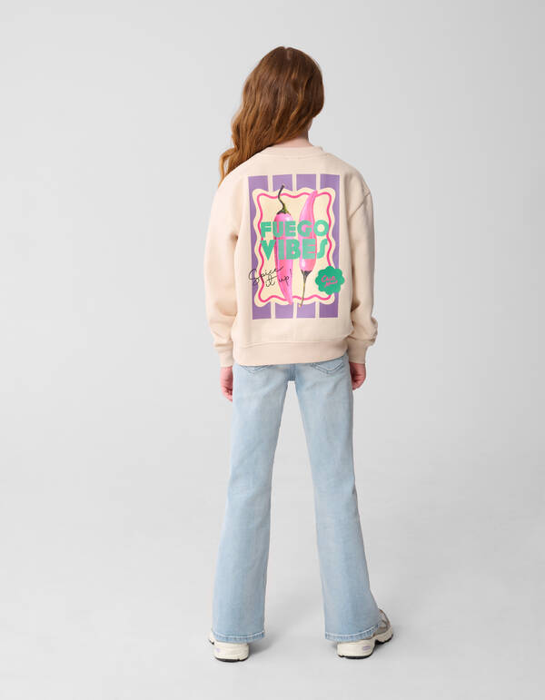 Peper Artwork Pullover Gebrochen Wei&szlig; SHOEBY GIRLS