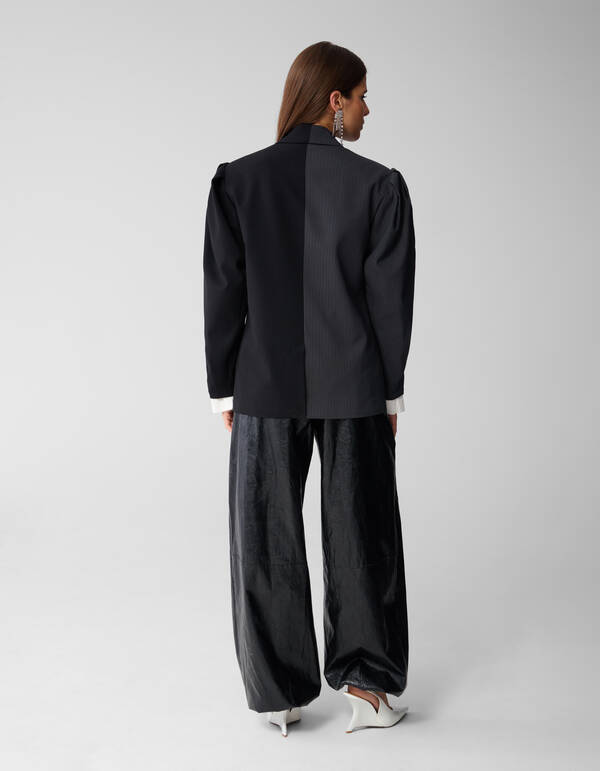 &Uuml;bergro&szlig;er Pinstripes Mix Blazer Grau/Schwarz SHOEBY WOMEN