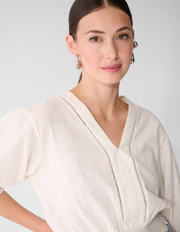 Kropptop mit Streifenmuster, wei&szlig; SHOEBY WOMEN