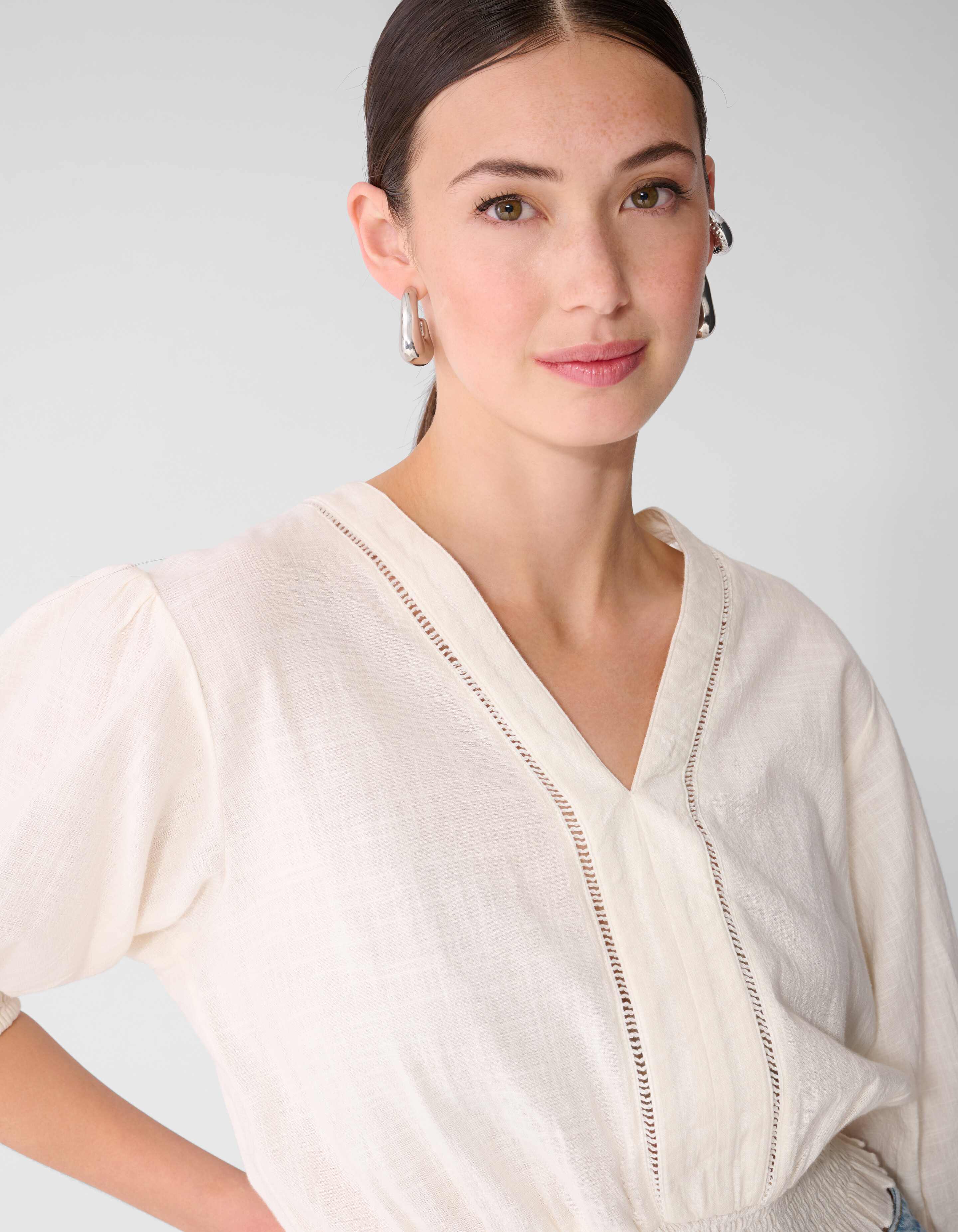 Kropptop mit Streifenmuster, wei&szlig; SHOEBY WOMEN