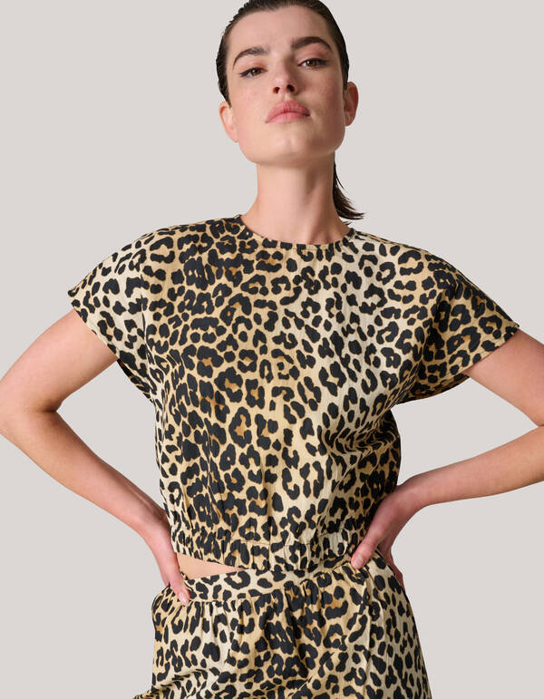 Leopard Popeline Cropped Top SHOEBY WOMEN