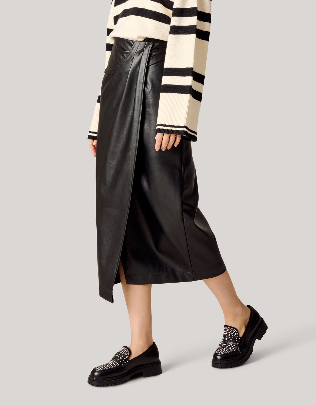 Veganer Leder Midirock Schwarz SHOEBY WOMEN