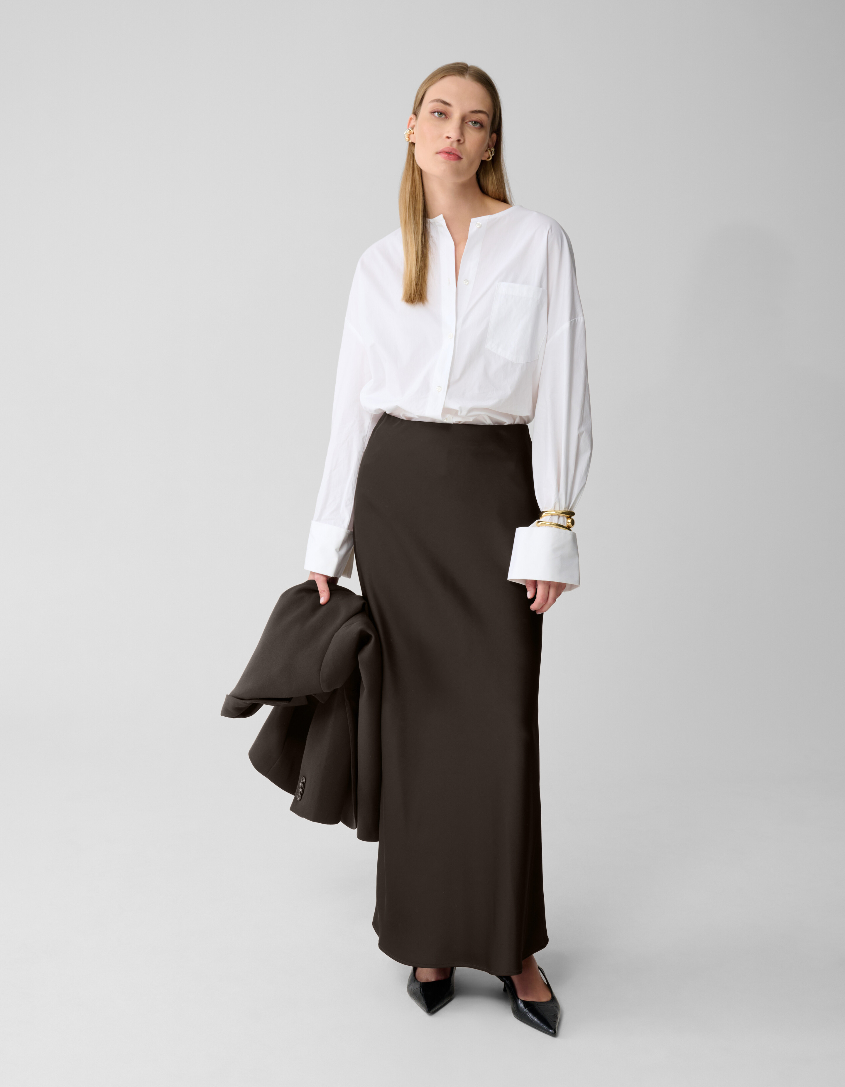 Satten Maxirock Dunkelbraun von Lonneke SHOEBY WOMEN