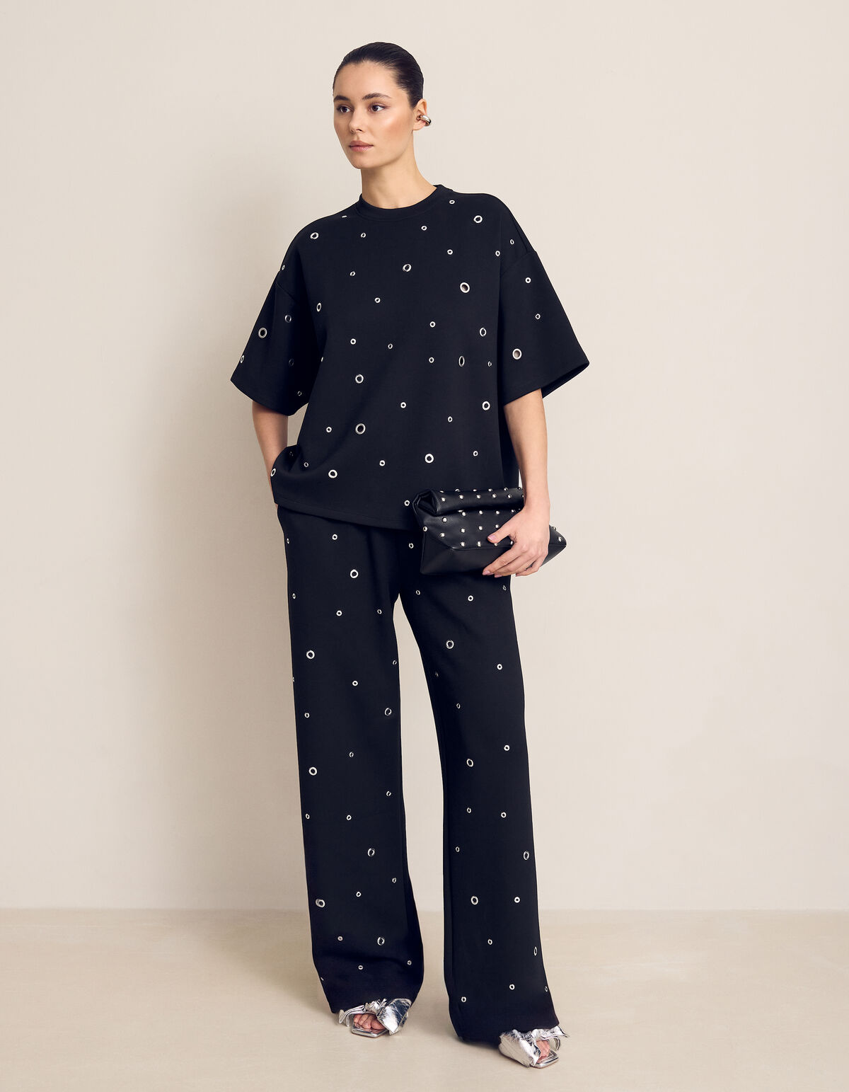 Eyelet Hose mit weitem Bein Schwarz SHOEBY WOMEN